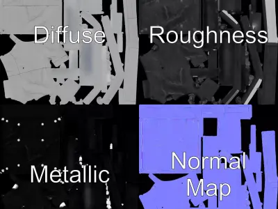 Metallic Wall Panel Model Pack Low-poly 3D model