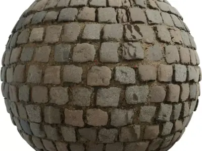 Granite Cobblestone Street With Sand  Texture