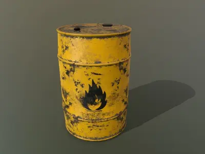 Barrel Set with flames Low-poly 3D model