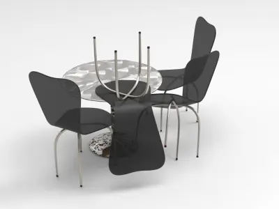Table And Chair Set Low-poly 3D model