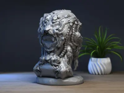 Demon creature Headphone Stand Cyborg Headset Stand 3D print model purchase
