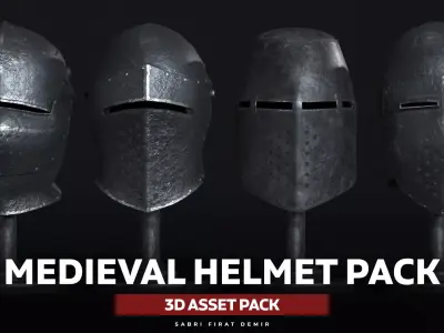 Medieval Helmet Pack 01 - 02 Low-poly 3D model