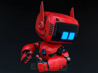 Cute Robot H-74 Red 3D model