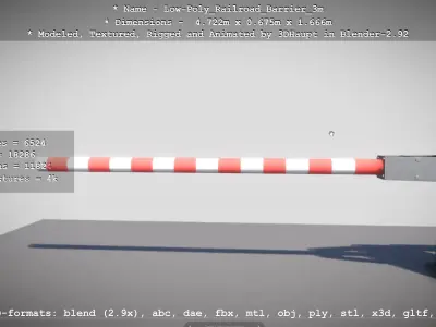 Low-Poly Railroad Barrier 3m Low-poly 3D model
