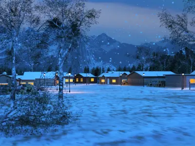 Winter Town Winterville  Low-poly 3D model