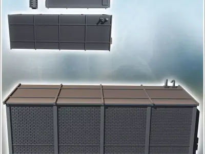 Set of two brick industrial buildings with a generator 7 - Moder 3D print model