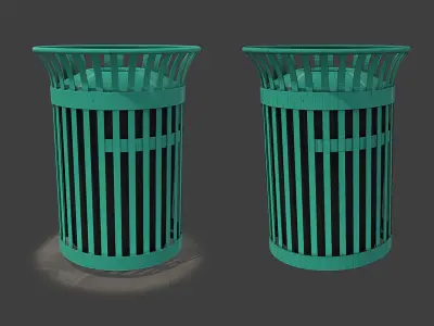 New York Trash Can Low-poly 3D model