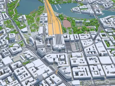 Helsinki Downtown Finland  Low-poly 3D model