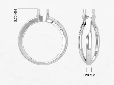 Double Band Diamond Ring For Women 3D Print Model Render STL 3D print model
