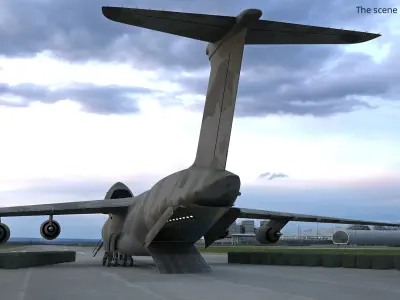  Military Cargo Transport Aircraft Nose Open with Interior 