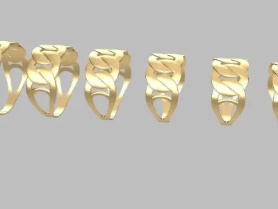 Light Miami Cuban Link Chain Ring 10mm wide 3D print model