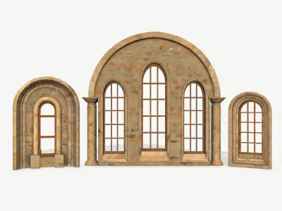 Medieval Window Set Low-poly 3D model purchase