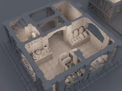 Medieval Small Market Tabletop Terrain 28 MM 3D print model