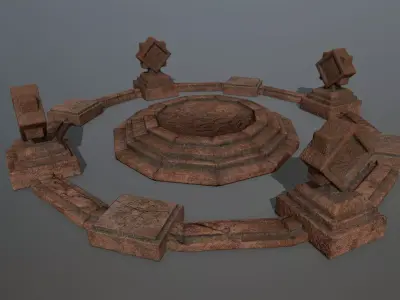temple 3 circular stone structure Low-poly 3D model