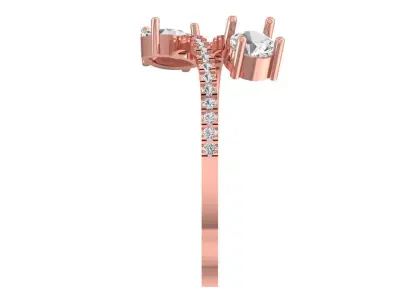 Solitaire Women Light Weight Marquise Round Stone Band Ring 3D print model buy
