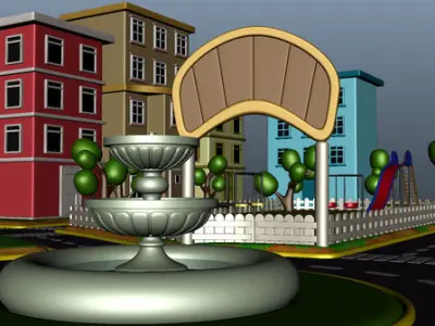 Cartoon city Exterior 3D model