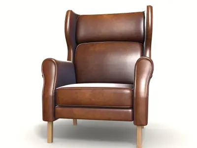 wingback chair indust 018 Low-poly 3D model