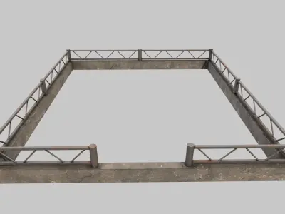 Fenced Grave With Ornate Cross Low-poly 3D model