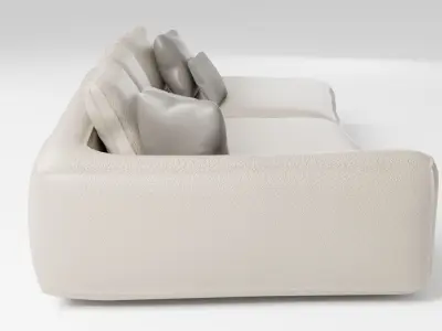 Stylish leather sofa in light colors 3D model