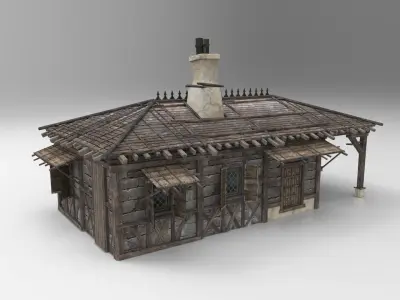 Medieval house fantasy 02 Low-poly 3D model