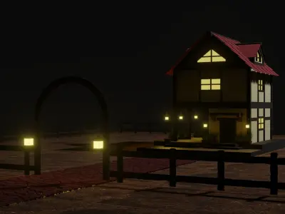 Old Wooden House  Low-poly 3D model