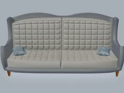 Chesterfield Vintage Wingback Sofa 3D model
