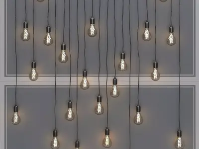 light-01 many light bulbs hanging on wall 3D model