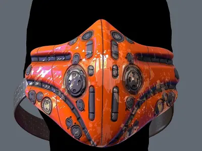 Gas mask helmet 3d model scifi Low-poly Low-poly 3D model 21