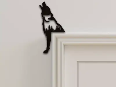 Wolf Door Corner Decor 3D print model 6