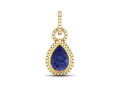 Women Pear Diamond Pendant 3DM STL OBJ FBX Render Details 3D print model