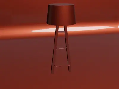 White Fabric Shade Floor Lamp with Brown Base Free low-poly 3D model