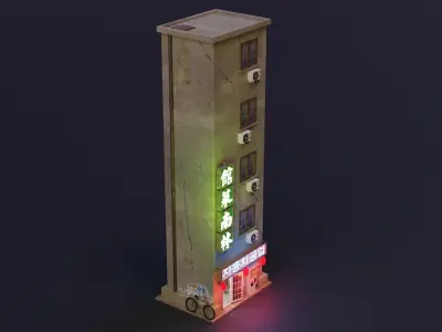 Cyberpunk Building 3 Low-poly 3D model