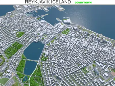 Reykjavik Downtown Iceland Low-poly 3D model