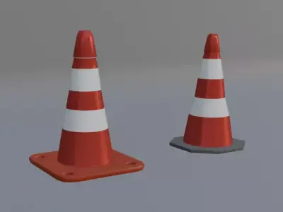 Traffic Cone Low Poly Game Ready Two Prop 3D Model Low-poly 3D model