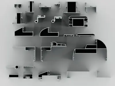 Collection of Aluminium Profiles for Doors 3D model