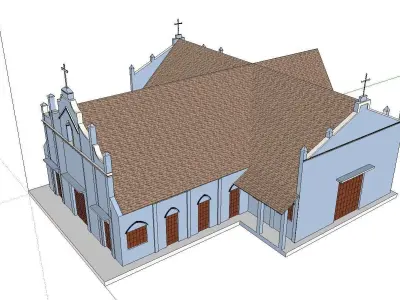 Architecture-Religion-God-Culture-Temple-073 church with roof 3D model