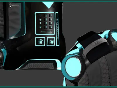 SCI-FI backpack with texture and smart material 3D model