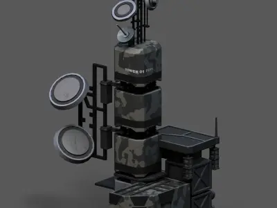 Scifi tower skyscraper building exterior futuristic  Low-poly 3D model