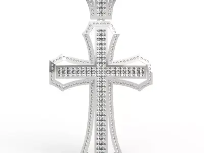 Pave Diamond Cross Necklace 3D print model