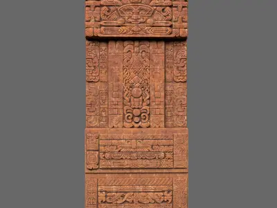 Low poly Yellow Mayan Temple Walls 230809 Low-poly 3D model