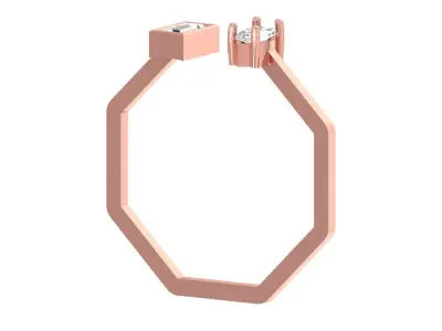 Open End Women Light Weight Band Marquise Baguette Stone Ring 3D print model