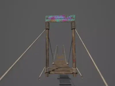 Neon rope bridge Low-poly 3D model