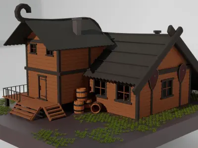Tavern 3D model Low-poly 3D model