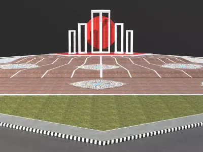 Shaeed Minar - Bangladesh  Low-poly 3D model