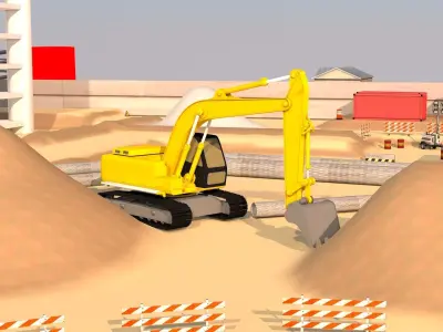 Construction site Low-poly 3D model