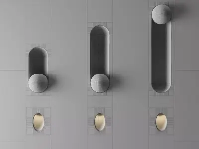 Minimalist Oval and Sphere Wall Light Set 3D model