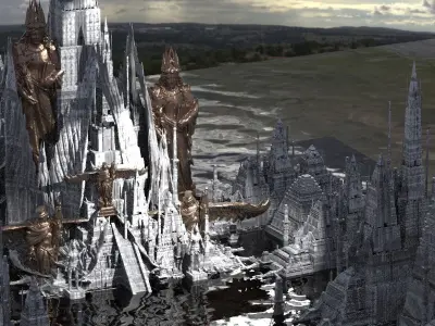 Holy Gold Egyptian Temples Kitbash 3D model