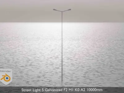 Street Light 5 Galvanized F2 M1 K0 A2 10000mm Low-poly 3D model