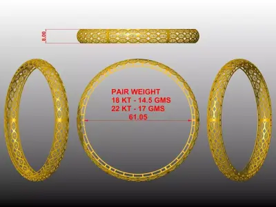 COLLECTION OF LIGHT WEIGHT BANGLES   3D print model