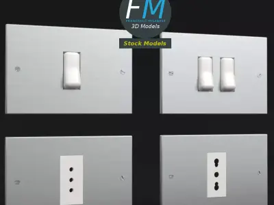 4 Wall Switch and Outlet Plates Set 3D model
